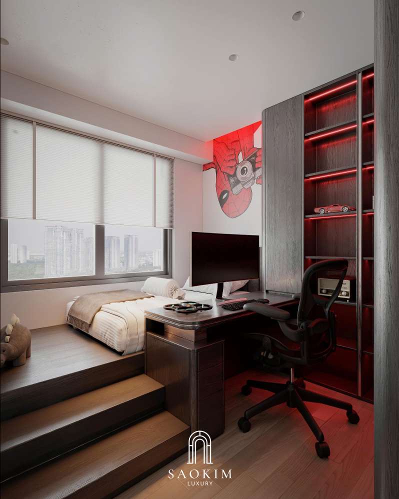 Thiết kế phòng ngủ bé trai chung cư The Zenpark phong cách hiện đại luxury